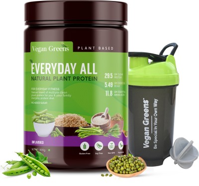 Vegan Greens Everyday All Natural Plant Protein For Daily Protein (500g+Shaker) Unflavored Plant-Based Protein(500 g, Unflavored + (Shaker))
