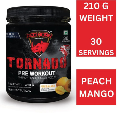 red horn Tornado Newly Launched Supplement Powder for Energy & Focus |30 servings Pre Workout(210 g, Peach Mango)