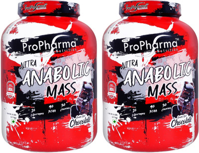 Pro Pharma NITRA ANABOLIC MASS HIGH PROTEIN MUSCLE MASS GAIN COMBO PACK OF 2 (12LBS/5.4KG) Weight Gainers/Mass Gainers(5.4 kg, CHOCOLATE)