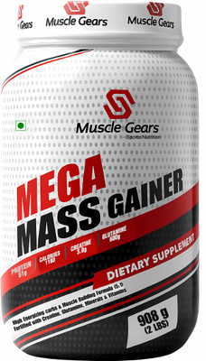 Muscle Gears Mega Mass Gainer 2 lbs Litchi Ice Cream Whey Protein(1 kg, Litchi Icecream)