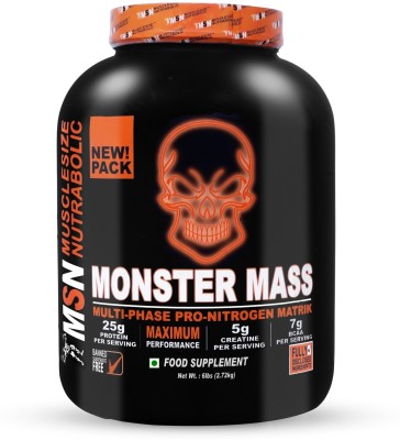 MUSCLE SIZE MONSTER MASS GAINER MULTI-PHASE PRO-NITROGEN MATRIK (6lbs) FOOD SUPPLEMENT Weight Gainers/Mass Gainers(2720 g, Strawberry)