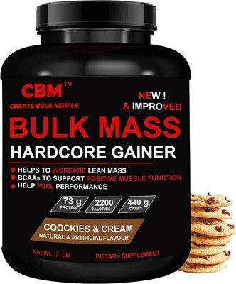 CBM Cookies Cream Hardcore Weight Gainer 2lb Weight Gainers/Mass Gainers(2 pounds, Cookies Cream)