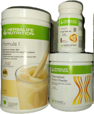 HERBALIFE F1 Shake Vanilla + Protein Powder 200 G + Afresh - Eilachi Protein Shake(216 g, Vanilla and elaichi)