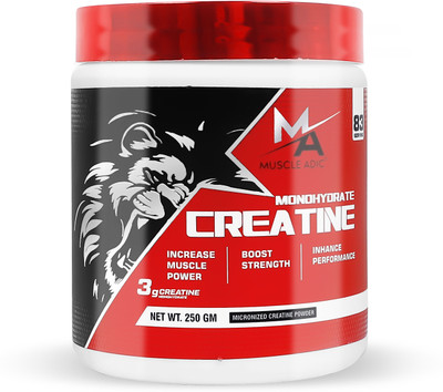 MUSCLEADIC Pure Creatine Monohydrate (83 Serving) Increased Muscle Strength and Power Creatine(250 g, Unflavoured) MUSCLEADIC Pure Creatine Monohydrate (83 Serving) Increased Muscle Strength and Power Creatine(250 g, Unflavoured)