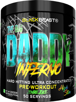 Black Beast The Big Daddy Inferno Preworkout 50 Serving 4500mg Citrulline,3000mg BetaAlanine Pre Workout(300 g, ZOMBIE JUICE)