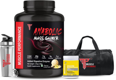 Muscle Performance Anabolic Mass Gainer Creamy Vanilla (2.5kg)(250g Creatine&Steel Shaker&Gym Bag) Weight Gainers/Mass Gainers(2.5 kg, Creamy Vanilla)