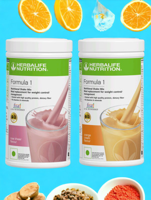 HERBALIFE F1 SHAKE MIX-ROSE KHEER AND ORANGE (PACK OF 2) Protein Shake(1000 g, ROSEKHEER, ORANGE)