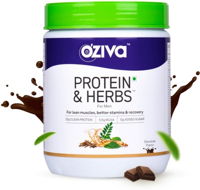 OZiva Protein & Herbs for Men|Muscle Building|Recovery & Stamina|No Sugar| Gluten Free Whey Protein(500 g, Chocolate)