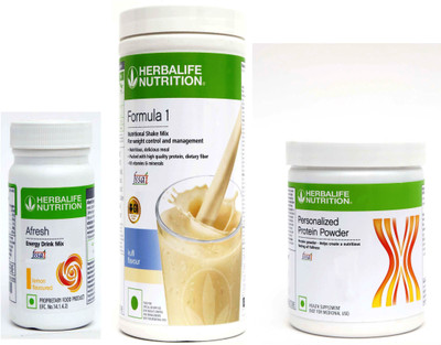 HERBALIFE FORMULA1 KULFI & AFRESH LEMON & PERSONALIZED PROTIEN POWDER 200 GRAM Plant-Based Protein(0.75 kg, FORMULA 1 KULFI 500 G, AFRESH LEMON 50 G, PROTEIN POWDER 200 G)