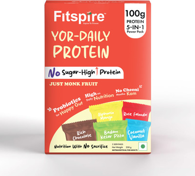 Fitspire YOR DAILY Whey Protein Travel Pack – Assorted Pack(Pack of 5) Whey Protein(250 g, Assorted)