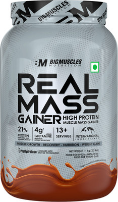 BIGMUSCLES NUTRITION Real Weight Gainers/Mass Gainers(1 kg, Chocolate)