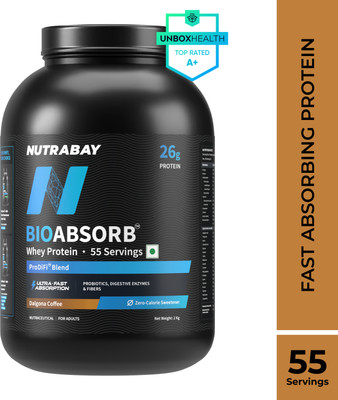 Nutrabay BioAbsorb Whey Protein | India's 1st Fast Absorbing Whey with ProDiFi Blend Whey Protein(2000 g, Dalgona Coffee)