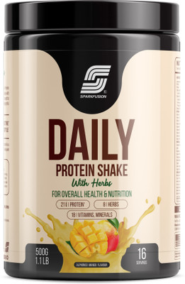 Sparkfusion Daily Protein Shake 21 Gm Protein With 8 Hebrs Mango Flavour 500 GM Protein Shake(500 g, Mango)