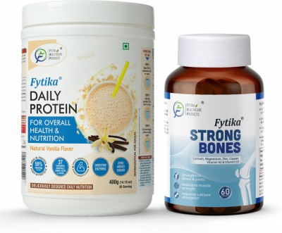 FYTIKA HEALTHCARE PRODUCTS Fytika Daily Protein Powder Vanilla Flavour & Strong Bones - 400 G, 60 Tablets Protein Blends(400 g, Vanilla)