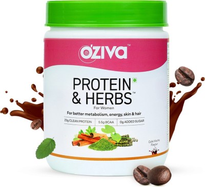 OZiva Protein & Herbs for Women |Manage Weight & Metabolism| Reduce Body Fat |No Sugar Whey Protein(500 g, Cafe Mocha)