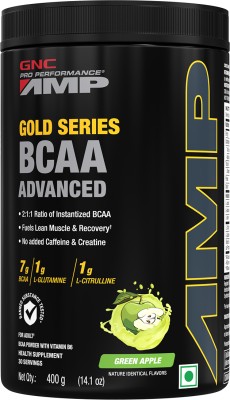 GNC AMP Gold Series BCAA Advanced- Vitamin B6, 7g BCAA, L-Glutamine & L-Citrulline BCAA(400 g, Green Apple)