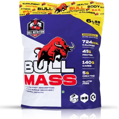 BULL NUTRITION Bull Mass Gainer Rapid Muscle Recovery and Muscle Growth (6lbs,2720g) Weight Gainers/Mass Gainers(2720 kg, CHOCOLATE)