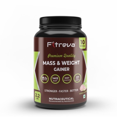 Fitreva Mass & Weight Gainer with 58.5g Protein, 27 Vitamin & Minerals for Strong Muscle Weight Gainers/Mass Gainers(1 kg, Guava)