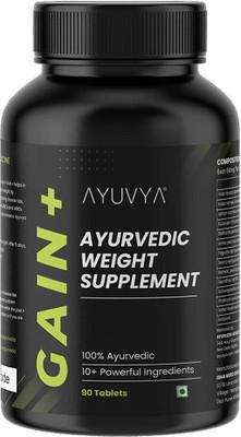 Ayuvya Ayurvedic Gain+ Weight Gain Supplement Helps in Gaining Muscle Weight Gainers/Mass Gainers(90 No, No Flavour)