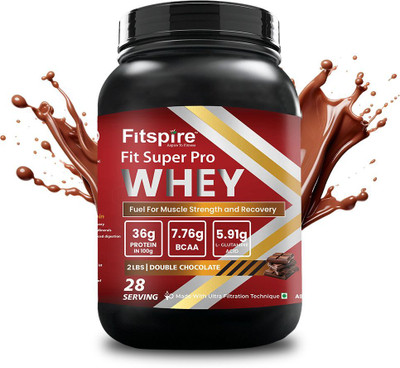 Fitspire Super Pro Whey Protein | 36g Protein | 7.8g BCAA | Whey Protein(1 kg, DOUBLE CHOCOLATE)