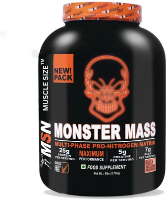 MUSCLE SIZE MONSTER MASS GAINER MULTI-PHASE PRO-NITROGEN MATRIK (6lbs) FOOD SUPPLEMENT Weight Gainers/Mass Gainers(2720 g, KESAR PISTA)