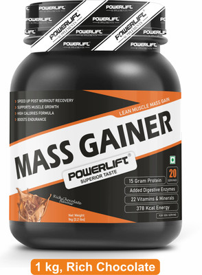 POWERLIFT For Lean Muscle Gain Protein Powder, with Multivitamins Weight Gainers/Mass Gainers(1 kg, Rich Chocolate)