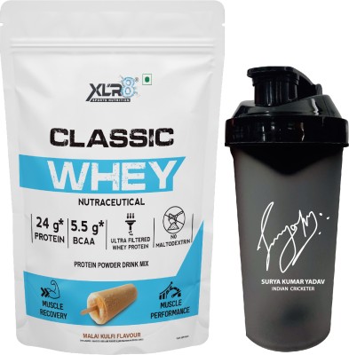 XLR8 Classic, 24 g, 5.5 BCAA, No Maltodextrin With Shaker Whey Protein(2 pounds, Malai Kulfi)