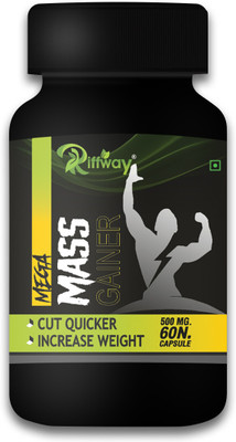 Riffway Mega Mass Gainer Muscle Building & Mass Gain | Weight Gain Capsule Men & Women Weight Gainers/Mass Gainers(60 Capsules, No Flavour)