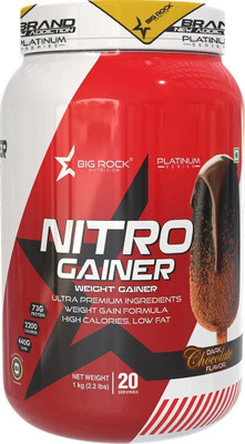BIG ROCK NUTRITION Nitro Weight Gainer|Muscle Growth Supplement | Low-Fat Protein Weight Gainers/Mass Gainers(1 kg, Chocolate)