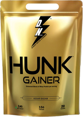 Dn With Divine Nutrition POUCH HUNK GAINER KESAR BADAM 1KGS Weight Gainers/Mass Gainers(1 kg, KESAR BADAM)