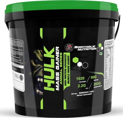 BODYHOLIC Nutrition Hulk Mass Gainer High Protein Calories Advance Muscle Mass Gain-10lbs Weight Gainers/Mass Gainers(4.5 kg, MANGO)