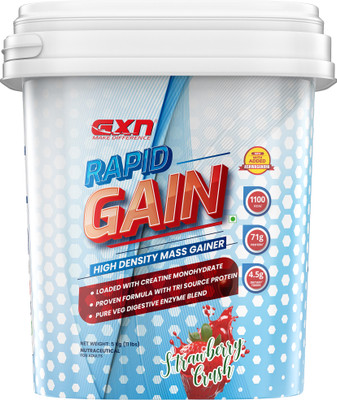 GREENEX NUTRITION Rapid Gain High Density Mass Gainer Powder Supplement | 11 lbs | Muscle Growth Weight Gainers/Mass Gainers(5 kg, Strawberry Crush)