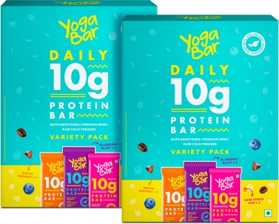 Yogabar 10 g Protein Bar Variety Pack, Gluten-Free, Healthy Snacks (Pack of 12) Protein Bars(600 g, Assorted)
