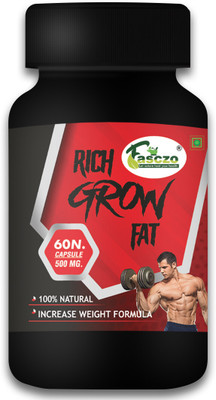 Fasczo Rich Grow Muscle Gainer Product, Weight Gain Capsule, Mass Protein Supplement Weight Gainers/Mass Gainers(60 Capsules, No Flavour)