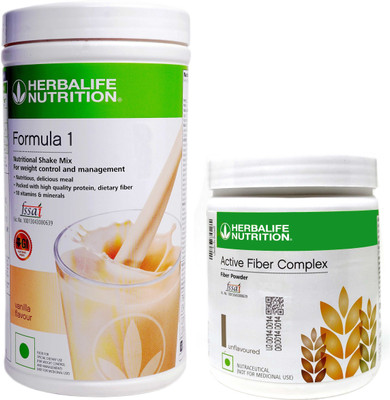 HERBALIFE Formula 1 Nutritional Shake Mix Vanilla 500 gm And Active fiber complex Plant-Based Protein(500 g, 200 g, Vanilla, Unflavored)