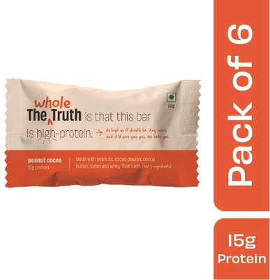 The Whole Truth Peanut Cocoa | Pack of 6 | Protein Bars(312 g, Peanut Cocoa)
