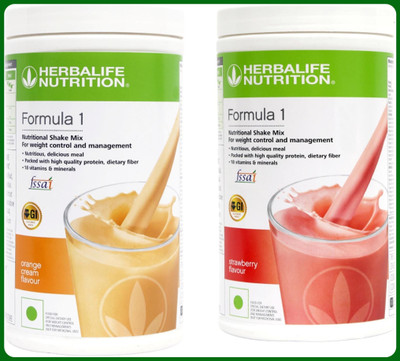 Herbal Nutrition Life Formula 1 Shake Mix- Orange Cream Flavor & Strawberry Flavor For Weight Loss Plant-Based Protein(1000 g, Orange Cream, Strawberry)