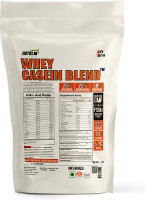 NutriJa WHEY CASEIN BLEND Whey Concentrate with Added Digest Enzyme 1 lbs Whey Protein(453 g, Unflavored)