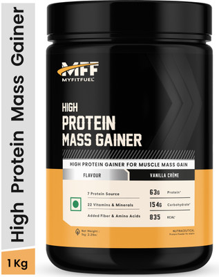 MyFitFuel MFF High Protein Mass Gainer 1 kg (2.2 lbs) Vanilla Crème Weight Gainers/Mass Gainers(1 kg, Vanilla Creme)