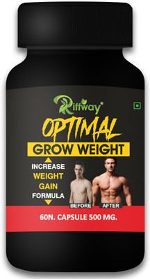 Riffway Optimal Grow Advance Mass Gainer for Muscles | Men & Women | Weight Gain Capsule Weight Gainers/Mass Gainers(60 Capsules, No Flavour)