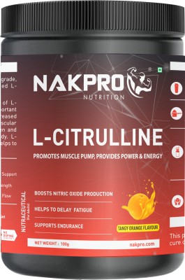 Nakpro Pure L-Citrulline Powder Jar, Boosts Nitric Oxide | Muscle Strength & Endurance EAA (Essential Amino Acids)(100 g, Tangy Orange)