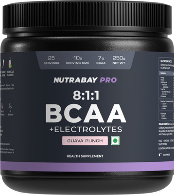 Nutrabay Pro BCAA 8:1:1 with Electrolytes - BCAA(250 g, Guava Punch)