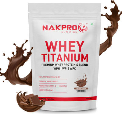Nakpro TITANIUM Tri Blend Whey Protein Hydro, Isolate & Concentrate - 1 Kg Chocolate Whey Protein(1 kg, Chocolate)