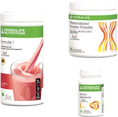 HERBALIFE Formula 1 Strawberry Shake Mix-500g, Protein Powder-200g, Afresh Lemon-50g. Nutrition Bars(50 g, 200 g, 500 g, Strawberry)