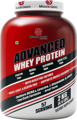 Muscle Gears Advanced Whey Protein Powder for Muscle Growth, Recovery & Performance. Whey Protein(2 kg, Belgian Chocolate)