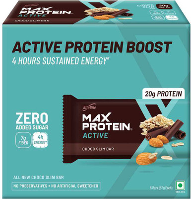 RiteBite Max Protein Active Choco Slim 20g Protein Bars with 5g Fiber & 21 Vit. & Minerals Protein Bars(402 g, Choco Slim)