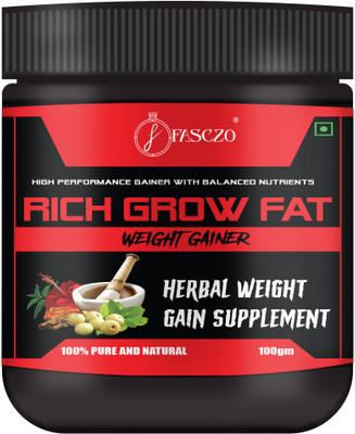 Fasczo Rich Grow Fat Weight Gain Powder |Fast Health Gain with High Protein Men & Women Weight Gainers/Mass Gainers(100 g, No Flavour)
