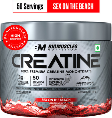 BIGMUSCLES NUTRITION Creatine Monohydrate [50 Servings] | Supports Lean Muscle Building & Recovery Creatine(155 g, Sex On The Beach)