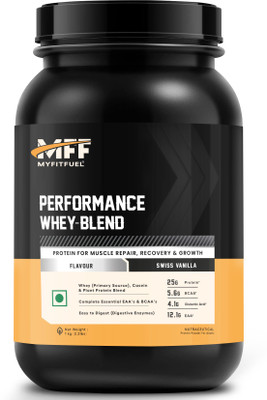 MyFitFuel Performance Whey Multi Protein Blend 25g Protein 5.6g BCAA 12.1g EAA 1Kg Vanilla Whey Protein(1000 g, Swiss Vanilla)