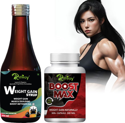 Riffway Max Weight Gain Supplement /Weight Gain Capsule & Weight Gain Syrup Combo Weight Gainers/Mass Gainers(200.31 ml, No Flavour)